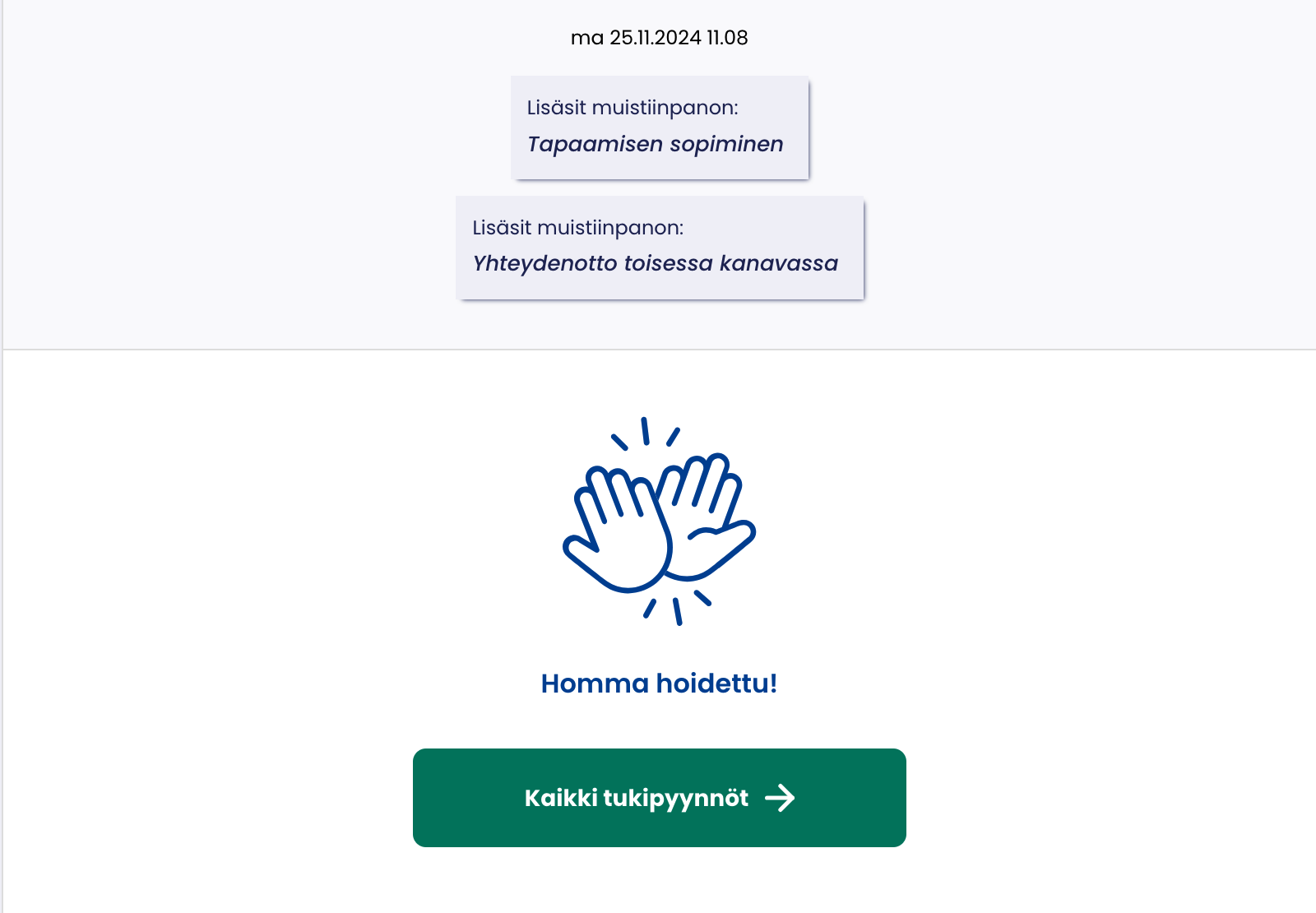 Tukipyyntönäkymä osa 3